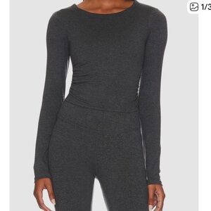 Varley Black Slim Long-Sleeve Crop Top and Legging SET size S